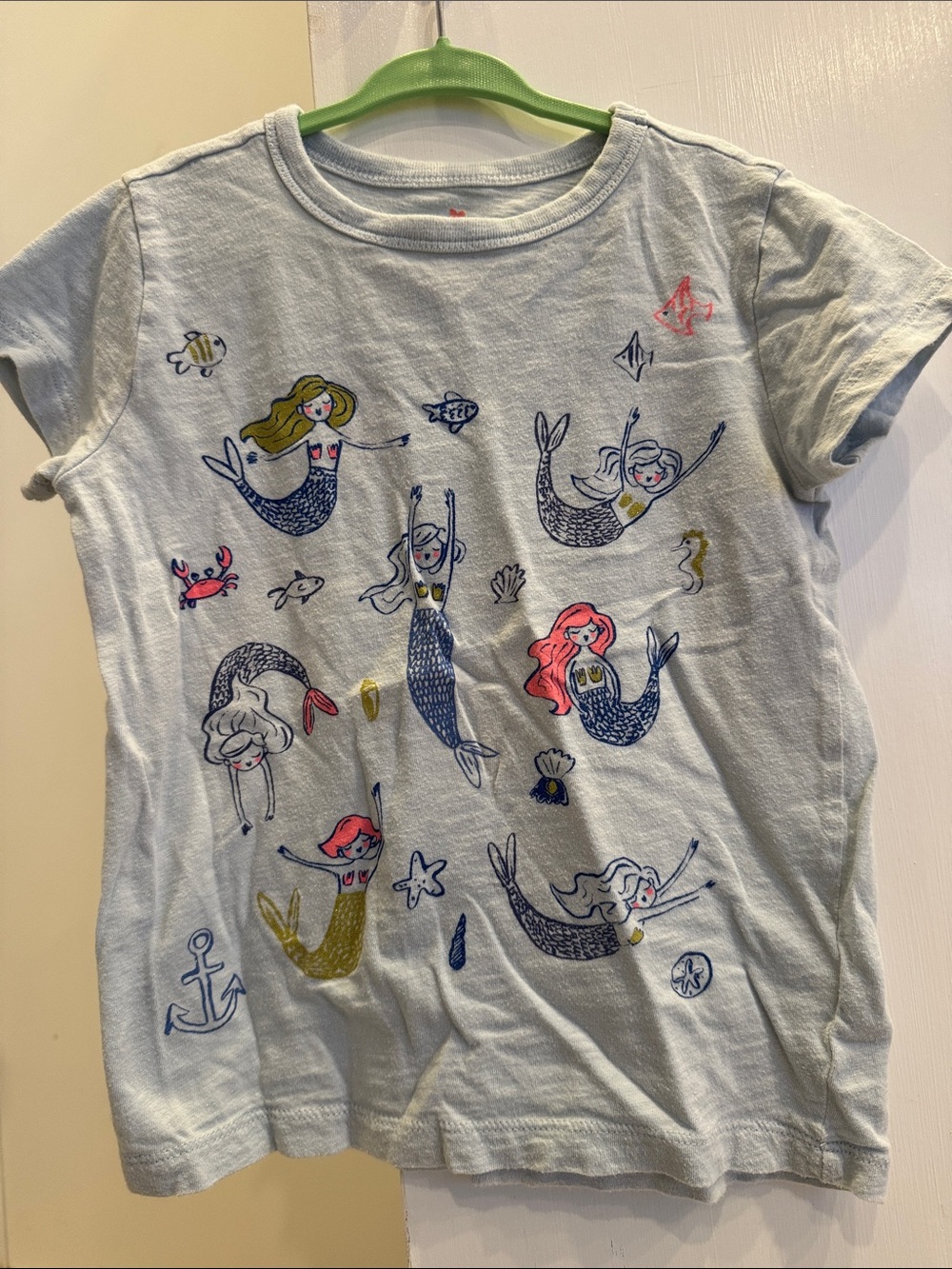 Crewcuts Light Blue Mermaid Tee with Pink & Gold Accents
